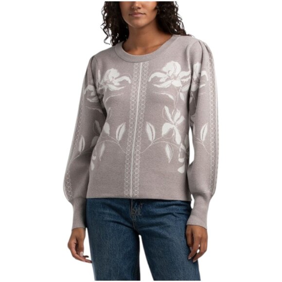 TAHARI Double Knit Floral Femme Sweater - Picture 1 of 2